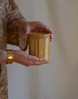 Ochre Striped Candle Jar- White Pine