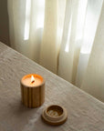 Ochre Striped Candle Jar- White Pine