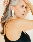 Reeded Oval Drop Earrings