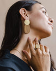 Reeded Oval Drop Earrings